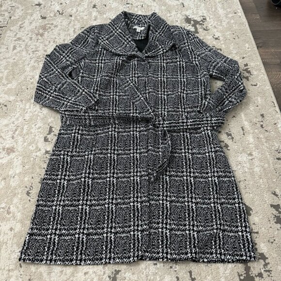 Women's Long Checkered Lightweight Coat Size XL - Picture 1 of 3
